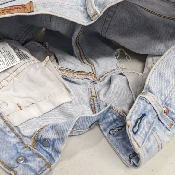 Levi's 501 Button Fly Cut Off Denim Shorts 26 Distressed Holes - Picture 4 of 14